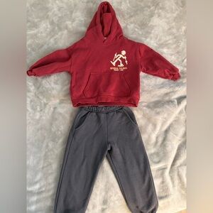 Zara Red Hoodie and Gray Joggers Set